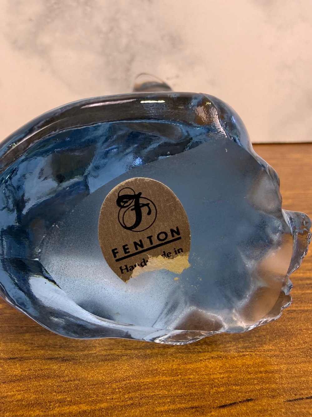 Fenton Curious Snobby Cat #5243 Aqua Blue Art Glass Kitten Figurine Foil Label - Picture 6 of 8